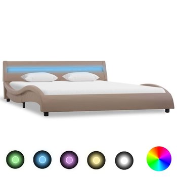 vidaXL Rama łóżka z LED, cappuccino, sztuczna skóra, 160 x 200 cm  - vidaXL