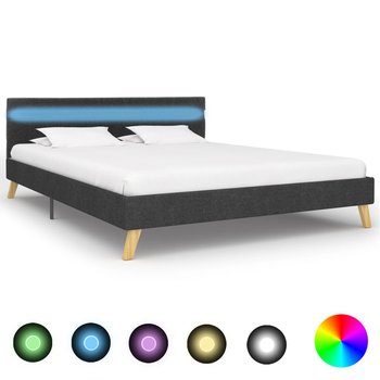 vidaXL Rama łóżka z LED, ciemnoszara, tkanina, 120 x 200 cm - vidaXL