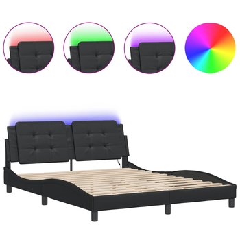 vidaXL Rama łóżka z LED, czarna, 160x200 cm, sztuczna skóra - vidaXL