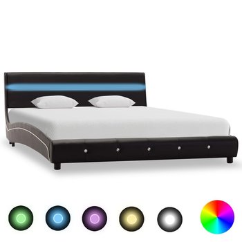 vidaXL Rama łóżka z LED, czarna, sztuczna skóra, 120 x 200 cm - vidaXL