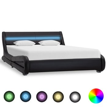 vidaXL Rama łóżka z LED, czarna, sztuczna skóra, 140 x 200 cm  - vidaXL