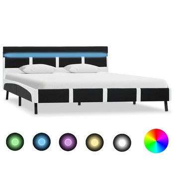 vidaXL Rama łóżka z LED, czarna, sztuczna skóra, 160 x 200 cm - vidaXL