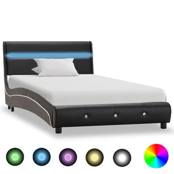 vidaXL Rama łóżka z LED, czarna, sztuczna skóra, 90 x 200 cm - vidaXL
