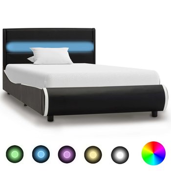vidaXL Rama łóżka z LED, czarna, sztuczna skóra, 90 x 200 cm  - vidaXL