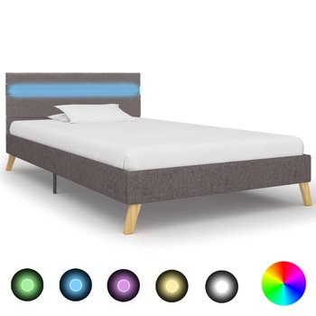 vidaXL Rama łóżka z LED, jasnoszara, tkanina, 100 x 200 cm - vidaXL