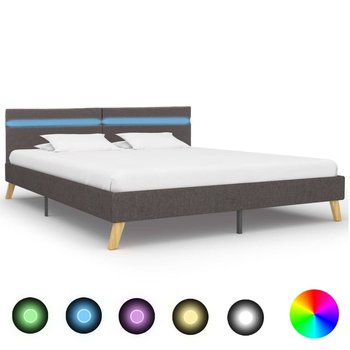 vidaXL Rama łóżka z LED, jasnoszara, tkanina, 160 x 200 cm - vidaXL