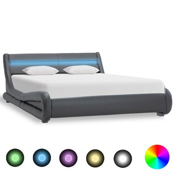 vidaXL Rama łóżka z LED, szara, sztuczna skóra, 120 x 200 cm  - vidaXL