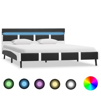 vidaXL Rama łóżka z LED, szara, sztuczna skóra, 160 x 200 cm - vidaXL