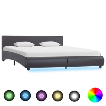 vidaXL Rama łóżka z LED, szara, sztuczna skóra, 180 x 200 cm  - vidaXL