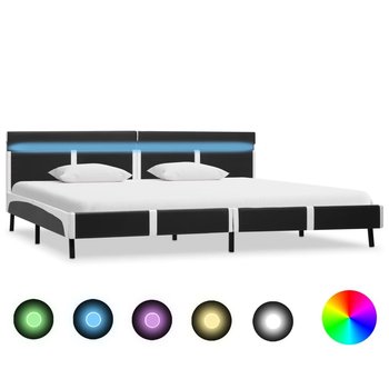 vidaXL Rama łóżka z LED, szara, sztuczna skóra, 180x200 cm - vidaXL