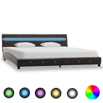 vidaXL Rama łóżka z LED, szara, sztuczna skóra, 180x200 cm - vidaXL