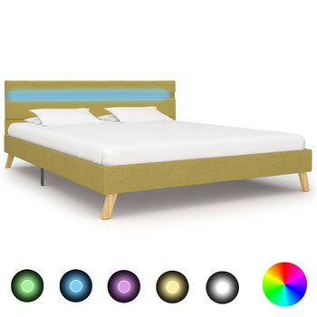 vidaXL Rama łóżka z LED, zielona, tkanina, 120 x 200 cm - vidaXL