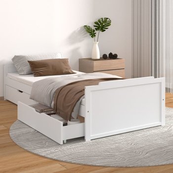 vidaXL Rama łóżka z szufladami, biała, drewno sosnowe, 90 x 200 cm - vidaXL