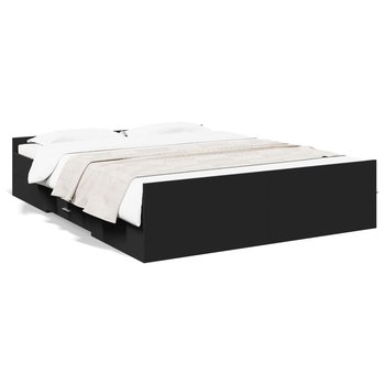 vidaXL Rama łóżka z szufladami, czarna, 160x200 cm - vidaXL