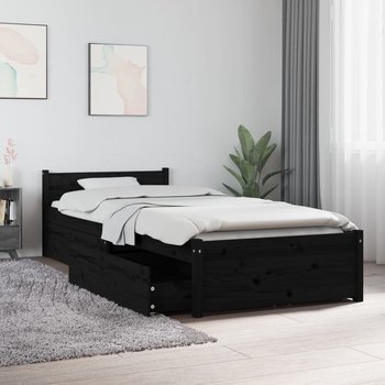 vidaXL Rama łóżka z szufladami, czarna, 75x190 cm, pojedyncza - vidaXL