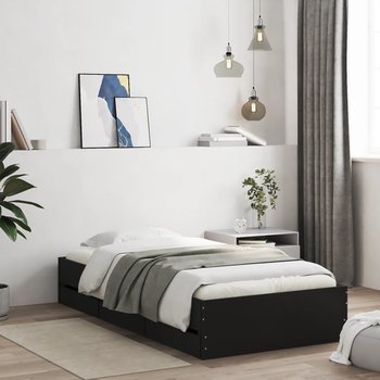 vidaXL Rama łóżka z szufladami, czarna, 90x200 cm - vidaXL