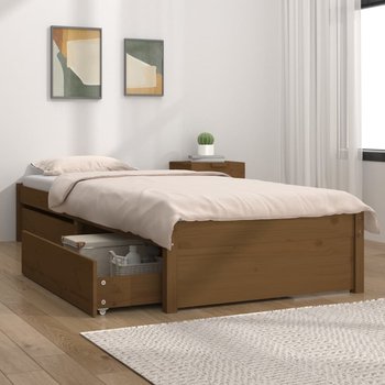 vidaXL Rama łóżka z szufladami, miodowy brąz, 75x190 cm, pojedyncza - vidaXL