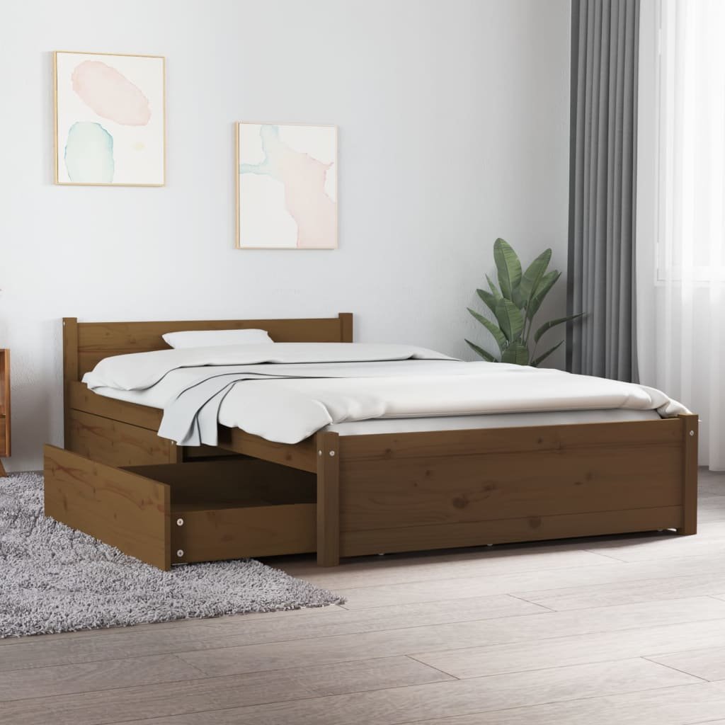 Фото - Ліжко VidaXL Rama łóżka z szufladami, miodowy brąz, 90x200 cm 