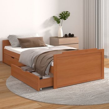 vidaXL Rama łóżka z szufladami, miodowy brąz, sosnowa, 90 x 200 cm - vidaXL