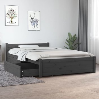 vidaXL Rama łóżka z szufladami, szara, 120x190 cm, podwójna - vidaXL
