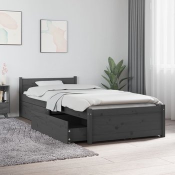 vidaXL Rama łóżka z szufladami, szara, 75x190 cm, pojedyncza - vidaXL