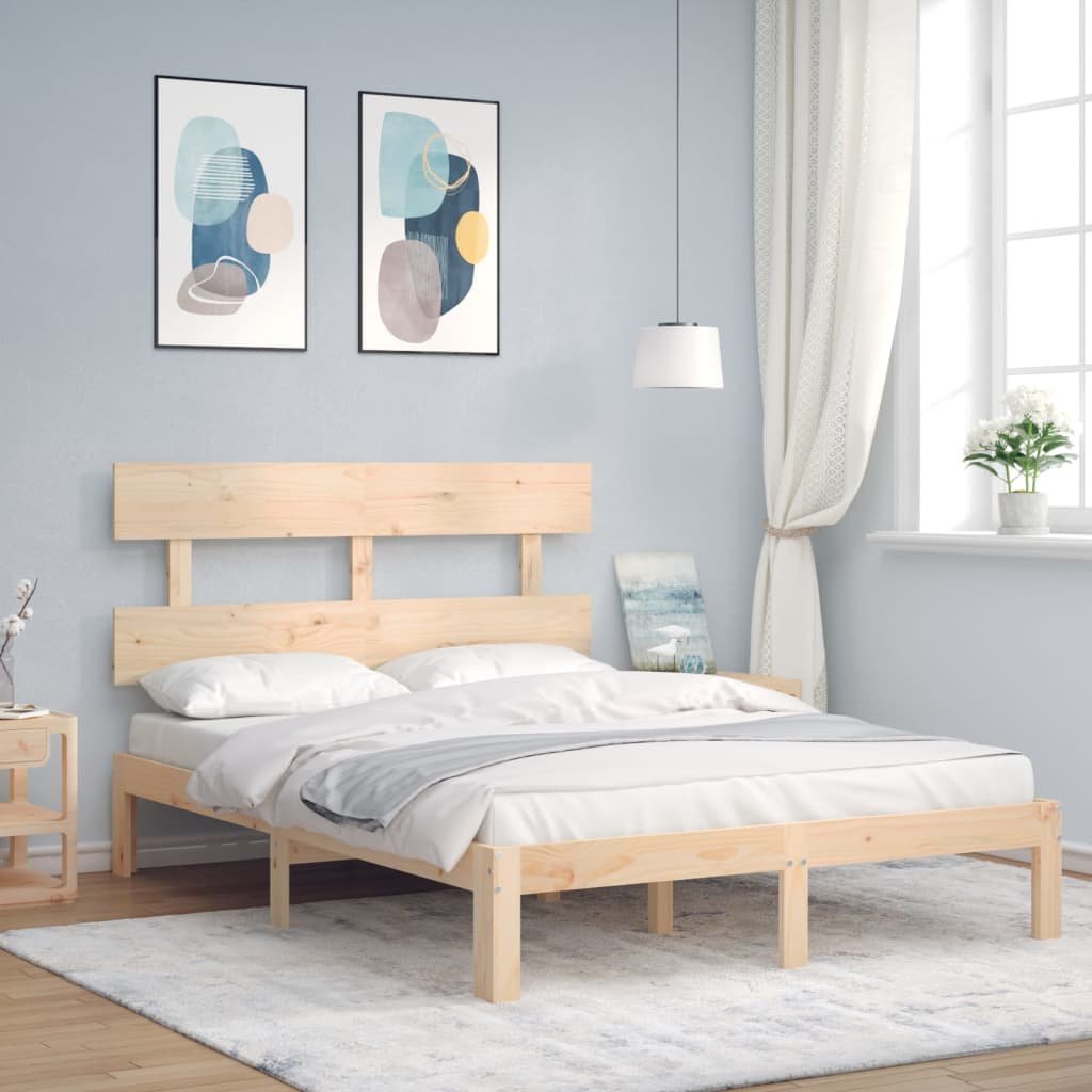 Фото - Ліжко VidaXL Rama łóżka z wezgłowiem, 120x200 cm, lite drewno 