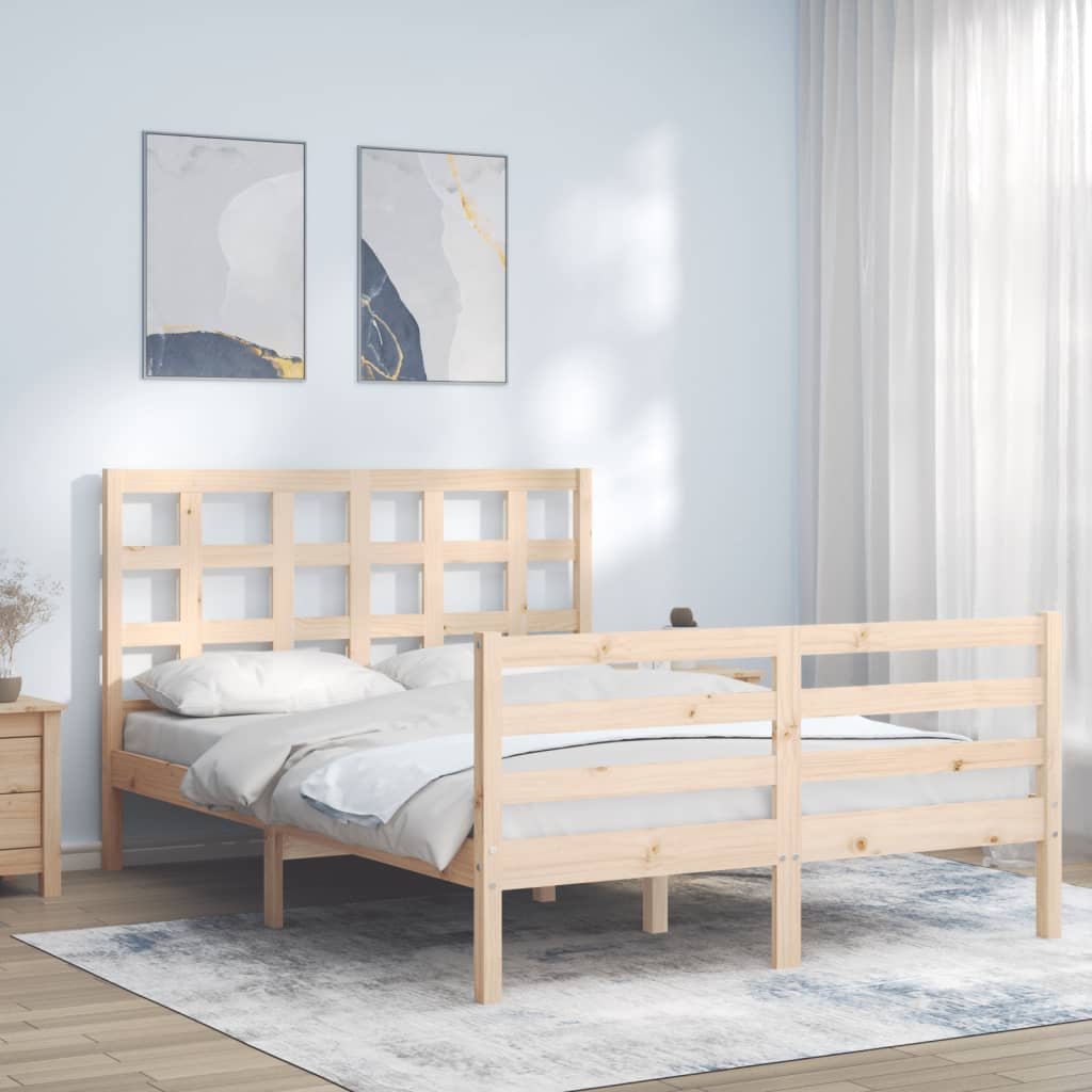 Фото - Ліжко VidaXL Rama łóżka z wezgłowiem, 140x200 cm, lite drewno 