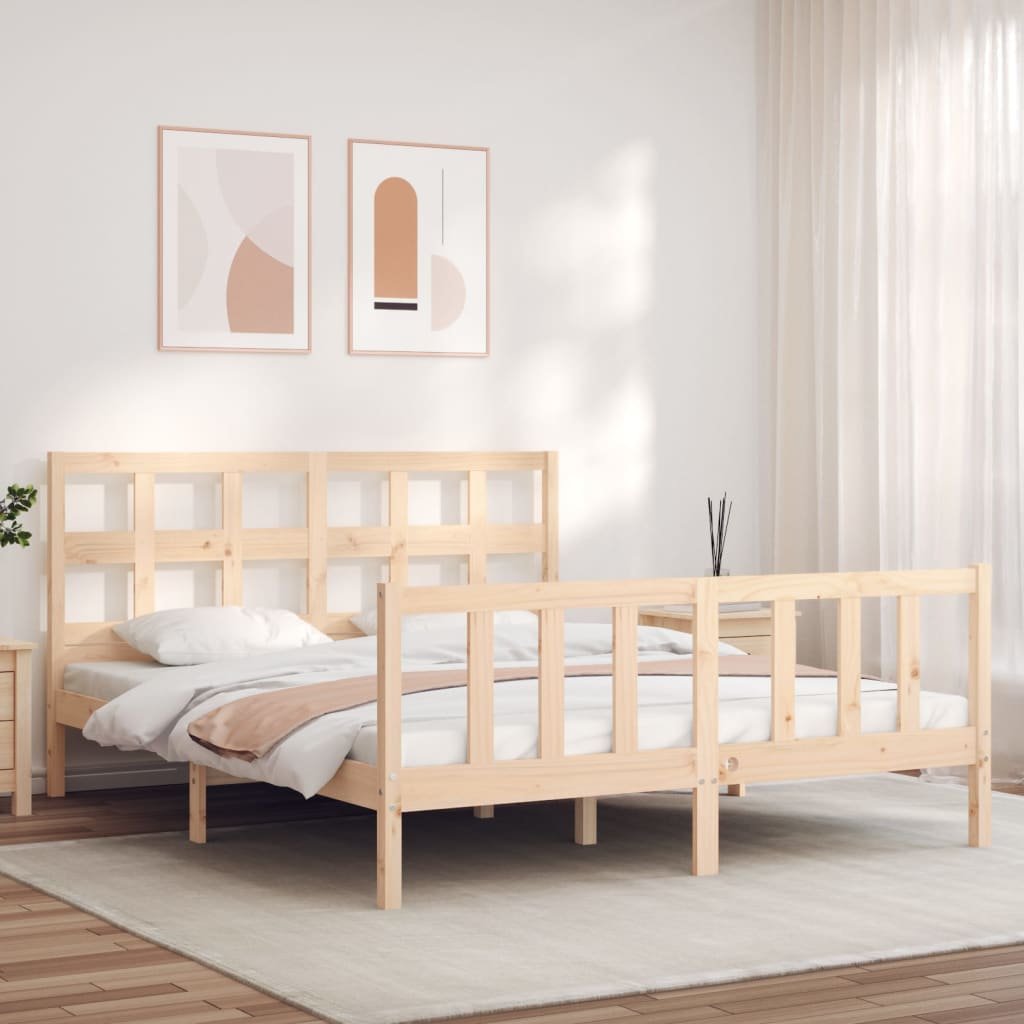 Фото - Ліжко VidaXL Rama łóżka z wezgłowiem, 160x200 cm, lite drewno 
