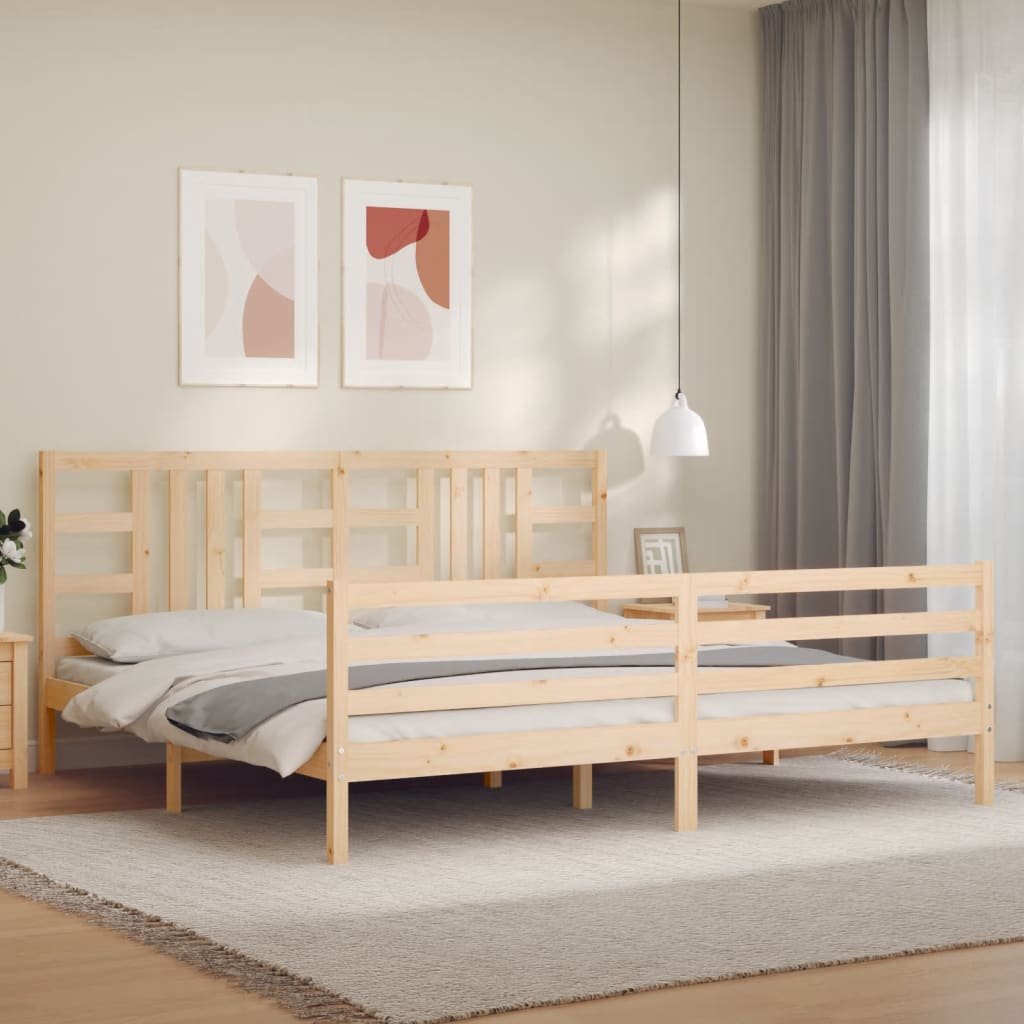 Фото - Ліжко VidaXL Rama łóżka z wezgłowiem, 200x200 cm, lite drewno 