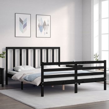 vidaXL Rama łóżka z wezgłowiem, czarna, 160x200 cm, lite drewno - vidaXL