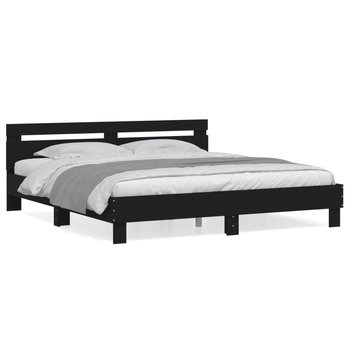 vidaXL Rama łóżka z wezgłowiem, czarna, 160x200 cm - vidaXL