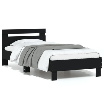 vidaXL Rama łóżka z wezgłowiem, czarna, 90x200 cm, lite drewno - vidaXL
