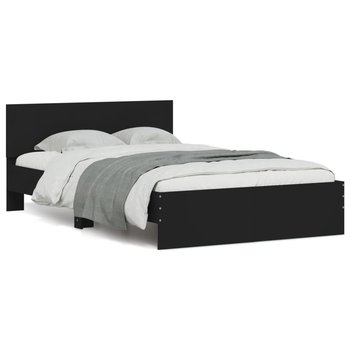 vidaXL Rama łóżka z wezgłowiem i LED, czarna, 135x190 cm - vidaXL