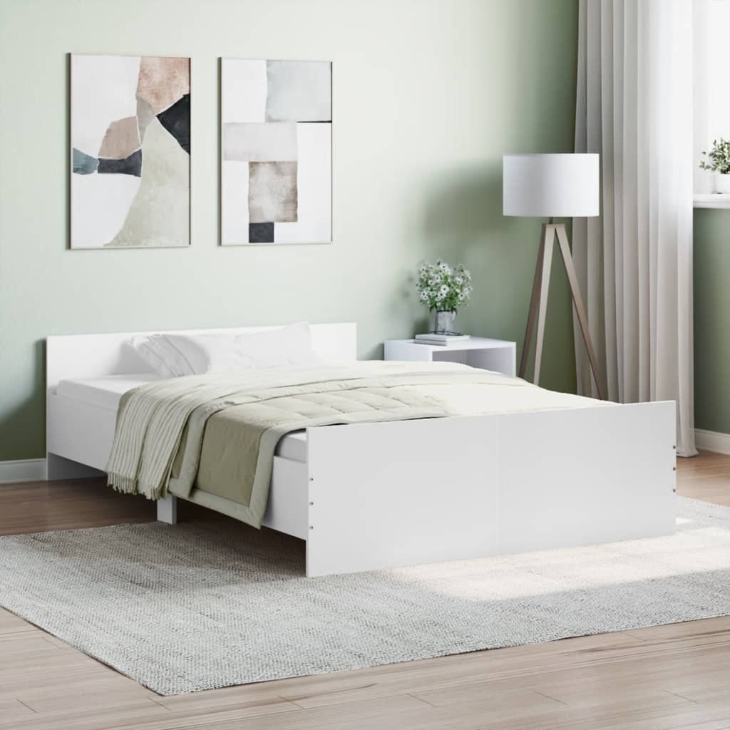 Фото - Ліжко VidaXL Rama łóżka z wezgłowiem i zanóżkiem, biała, 120x200 cm 