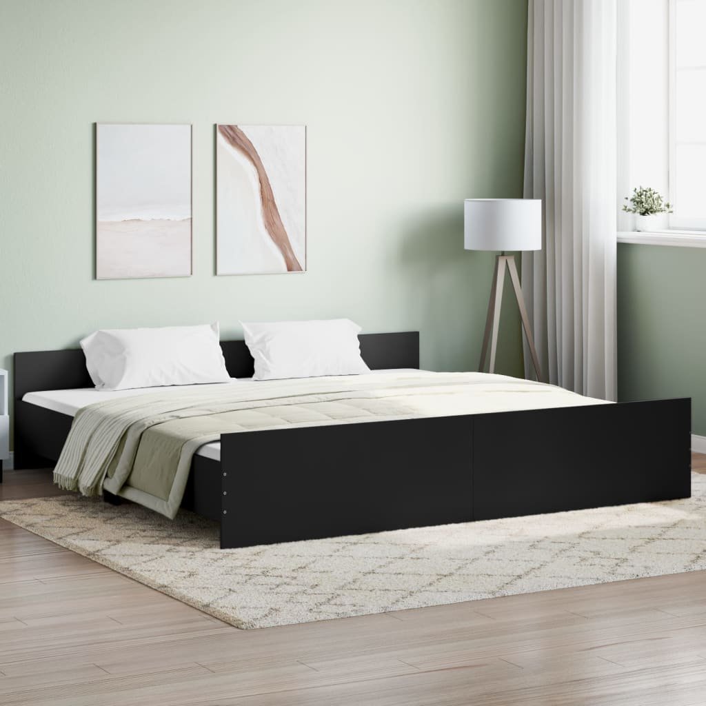 Фото - Ліжко VidaXL Rama łóżka z wezgłowiem i zanóżkiem, czarna, 200x200 cm 