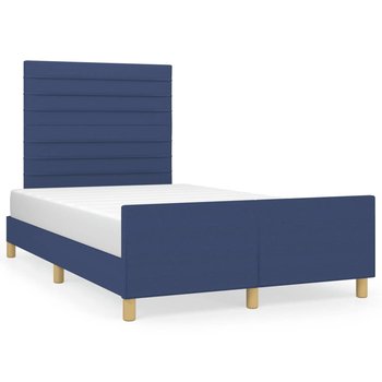 vidaXL Rama łóżka z wezgłowiem, niebieska, 120x190 cm, tkanina - vidaXL