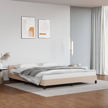 vidaXL Rama łóżka z zagłówkiem, cappuccino, 180x200 cm, sztuczną skórą - vidaXL