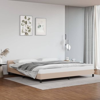 vidaXL Rama łóżka z zagłówkiem, cappuccino, 200x200 cm, sztuczną skórą - vidaXL