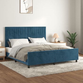 vidaXL Rama łóżka z zagłówkiem, ciemnoniebieska, 180x200 cm, aksamitna - vidaXL