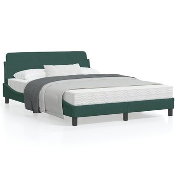 vidaXL Rama łóżka z zagłówkiem, ciemnozielona, 140x190 cm, aksamitna - vidaXL