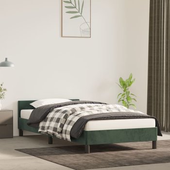 vidaXL Rama łóżka z zagłówkiem, ciemnozielona, 90x190 cm, aksamitna - vidaXL