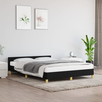 vidaXL Rama łóżka z zagłówkiem, czarna, 140x200 cm, obita tkaniną - vidaXL
