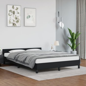 vidaXL Rama łóżka z zagłówkiem, czarna, 140x200 cm, sztuczną skórą - vidaXL