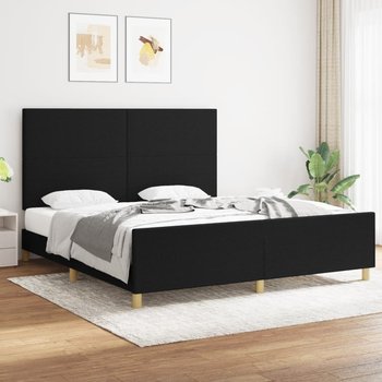 vidaXL Rama łóżka z zagłówkiem, czarna, 180x200 cm, obita tkaniną - vidaXL