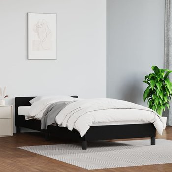 vidaXL Rama łóżka z zagłówkiem, czarna, 90x190 cm, sztuczna skóra - vidaXL