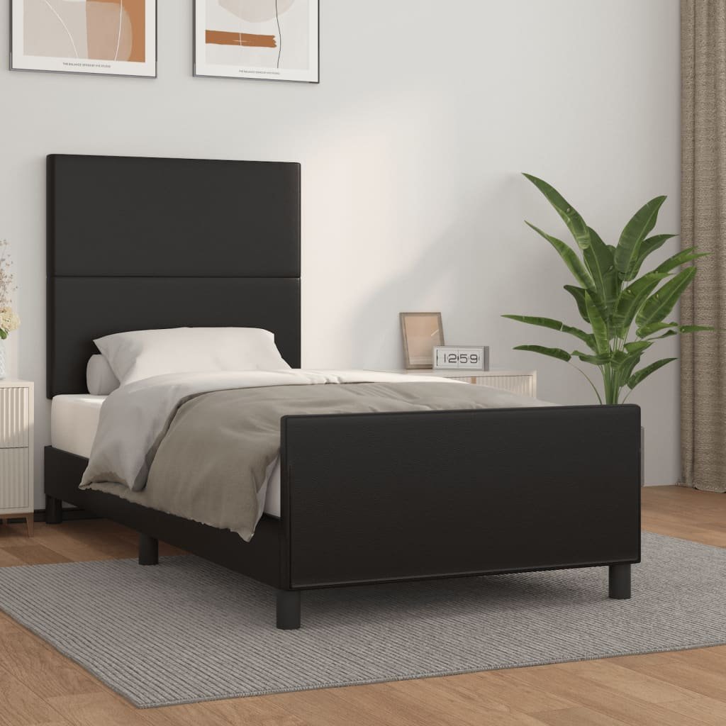 Фото - Ліжко VidaXL Rama łóżka z zagłówkiem, czarna, sztuczna skóra, 80x200 cm 