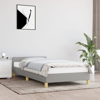 vidaXL Rama łóżka z zagłówkiem, jasnoszara, 90x190 cm, obita tkaniną - vidaXL