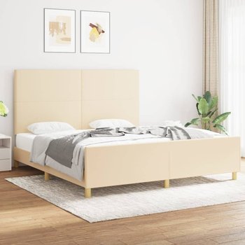 vidaXL Rama łóżka z zagłówkiem, kremowa, 180x200 cm, obita tkaniną - vidaXL