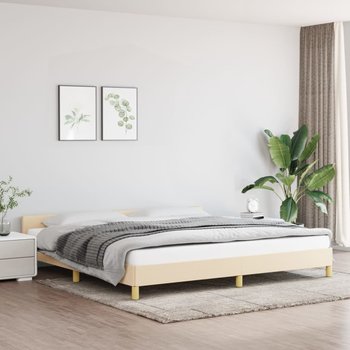vidaXL Rama łóżka z zagłówkiem, kremowa, 200x200 cm, obita tkaniną - vidaXL
