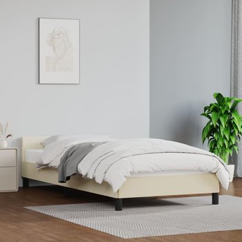 vidaXL Rama łóżka z zagłówkiem, kremowa, 80x200 cm, sztuczna skóra - vidaXL